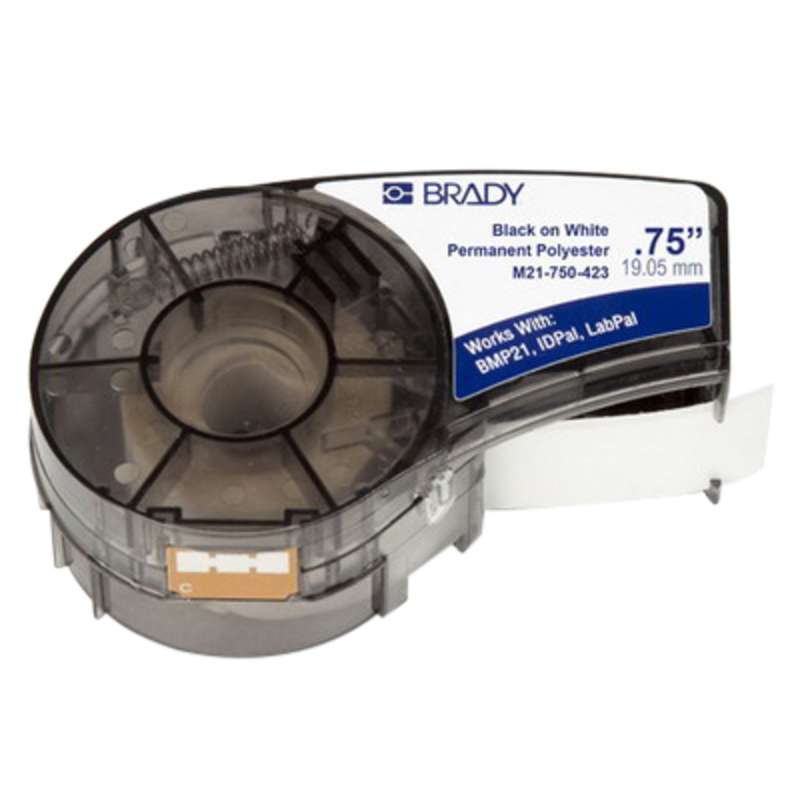 M Series Harsh Environment Polyester Labels 0.75" W x 21' L Black on White